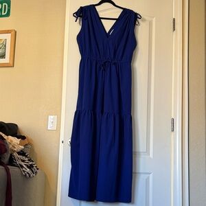 Women’s Royal Blue Calvin Klein Maxi Dress with Tie Waist